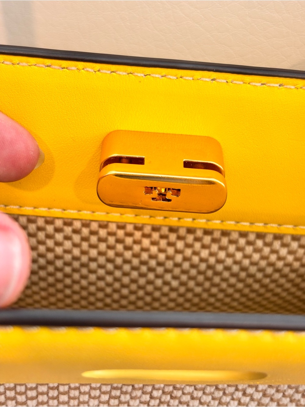 TORY BURCH Yellow Petite Lee Radziwill Woven Mini Bag NWOT - Picture 14 of 16